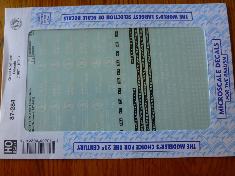 Microscale Decal HO  #87-284 GN Diesel Hoods & Cab Units-Diesel - Big Sky Blue - Image 1 of 1