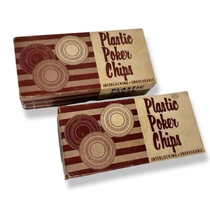 Vintage 1950s Unbreakable Plastic Poker Chips in Original Boxes Set Approx. 200 - Picture 1 of 10