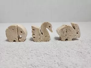 3 Travertin Fratelli Mannelli Figuren Vintage, Schwan Elefant Kaninchen Made in Italy - Bild 1 von 4