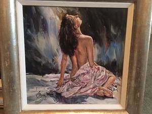 RARA PINTURA AL ÓLEO ORIGINAL GORDON KING ""Back to Light"" Mujer bonita niña - Imagen 1 de 3