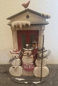 Wood (3) Snowman/ Lampost/House Winter Holiday Scene 14" x 8" NEW! - Picture 1 of 12