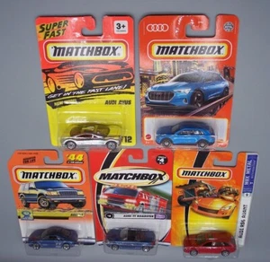 JOB LOT of (5X) "MATCHBOX" AUDI CARS RS6 AVANT E-TRON TT AVUS MINT CARDED - Picture 1 of 5