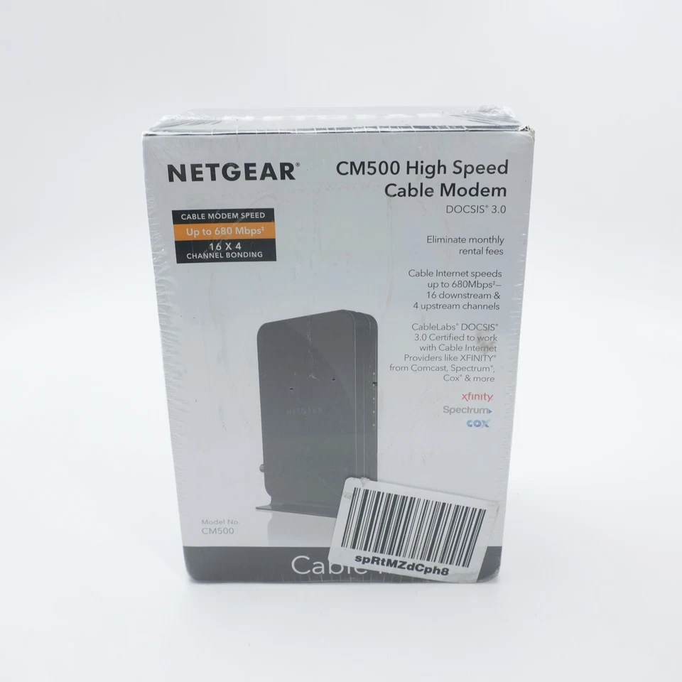SEALED NETGEAR CM500-1AZNAS 16x4 DOCSIS 3.0 Cable Modem Max Speeds of 686mbps - Image 1 of 1