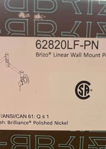 Brizo Tradizionale 4 GPM Riempitore Pentola da Parete Nichel Lucido 62820LF-PN - Foto 1 di 1