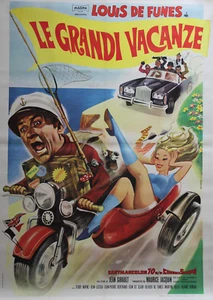 "LES GRANDES VACANCES" Affiche originale italienne entoilée (Louis DE FUNES) - Picture 1 of 1