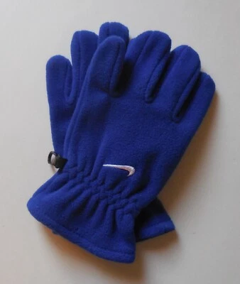 Nike Sport Fleece Gloves Drenched Blue/Silver YOUTH Medium - Image 1 of 4