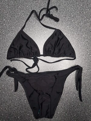 Jolidon Bikini SET Ungepolstert Triangel Bh ohne Bügel und Slip Gold Schwarz - Bild 1 von 4