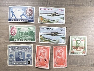 PHILIPPINES Stamps 1962 Ect. Aurora Quezon OVERPRINT Mint Never Hinged Lot Of 8 - Picture 1 of 12