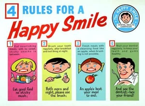 Rules For A Happy Smile - 1960's - Dental Health Magnet - Picture 1 of 2