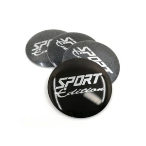 4Pcs 56MM SPORT Edition Logo Emblem Car Wheel Center Hub Cap Cover Sticker Black - Picture 1 of 7