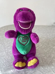 Peluche de dinosaurio púrpura Barney cantando de colección canta I Love You. 10 pulgadas años 90. Cosido - Imagen 1 de 8