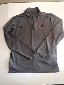 Nike Arkansas Razorbacks Football Shirt Men's Large Gray Long Sleeve Quarter Zip - Picture 1 of 5