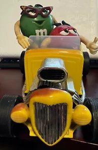 Green/Red M&M's Candy Dispenser Car Rebel Without A Clue Yellow Hot Rod Roadster - Picture 1 of 20