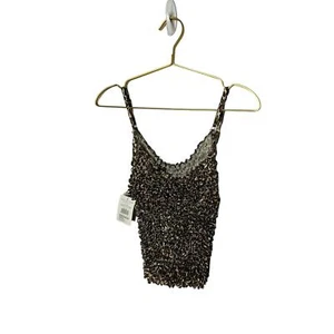 Vintage Y2K New popcorn tank top brown leopard print one size. - Picture 1 of 2