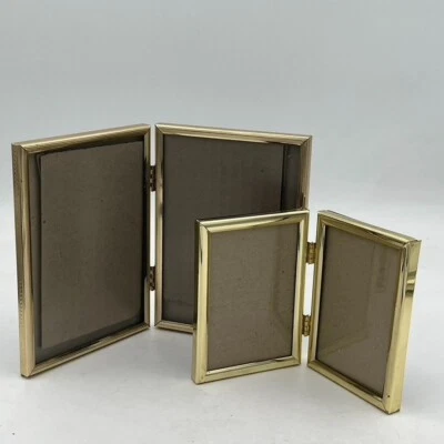 2 Vintage Regency Style Picture Frames Mixed Set Brass Art Deco Style Farmhouse - Image 1 of 4