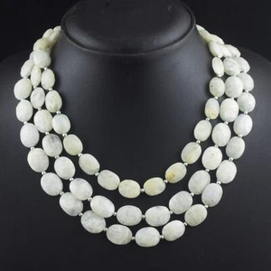 Checkers Cut 516 Cts 3 Strand Blue Flash Moonstone Beaded Necklace AK 11 E550 - Picture 1 of 5