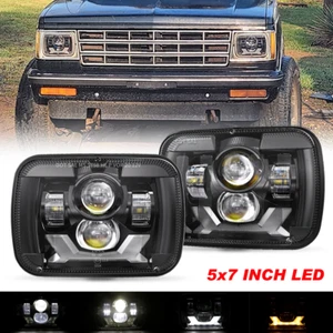 Pair 5"x7" Inch LED Headlights Hi-Lo DRL Turn Signal For Ford Bronco 1978-1986 - Picture 1 of 18