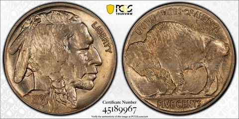 1920 Buffalo Nickel 5c, PCGS AU-58 - Nice Original Coin - No Issues, ix Cover