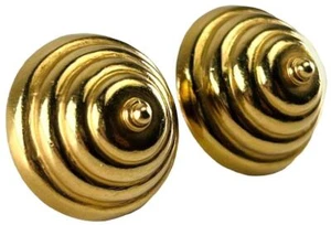 Estate Vintage 1980s 22K Gold Beehive Concentric Cone Stud Screw Back Earrings - Picture 1 of 12