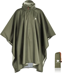 Waterproof Rain Poncho Lightweight Reusable Hiking Hooded Coat Jacket - Picture 1 of 12