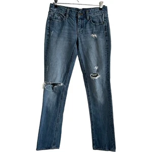 J. Pantalones de mezclilla para mujer Crew Matchstick talla 28 azul oscuro destruido entrepierna elástica 31 - Imagen 1 de 15