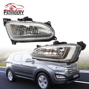 Front Driving Fog Light Lamp Chrome Pair for Hyundai Santa Fe Sport 2013-2016 - Picture 1 of 12