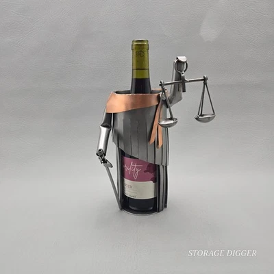 Portabotellas de Vino Arte Acero Reciclado Justicia Justicia Hecho a Mano Carrito Decoración Foto 1 de 4