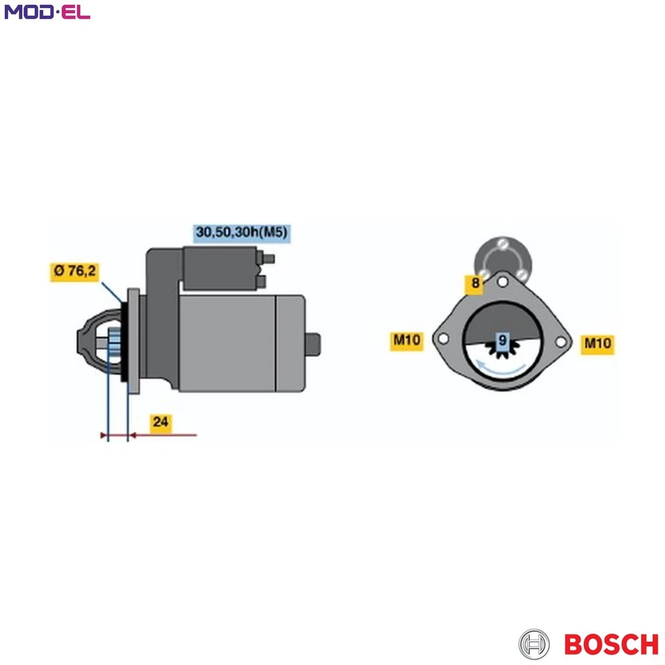 STARTER 0 986 019 980 FOR BMW 3/5/E9/E4/7/E8/E6/E0 OPEL M57D25 M51D25 2.5L 6cyl - Image 1 of 4