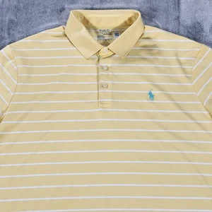 Polo Ralph Lauren Polo Para Hombres XL Amarillo Blanco Rayas Rendimiento Golf Pony - Imagen 1 de 11