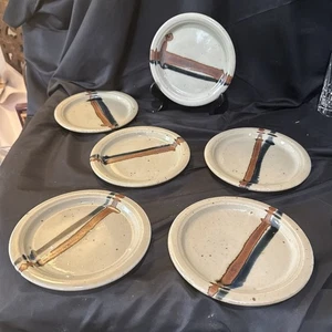 Eric Norstad Mid Century Pottery Set Of 6 Salad Plates 7 1/4 In - Picture 1 of 14