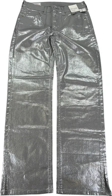 Gap Women’s Silver Metallic 90’s Loose Fit Mid Rise Straight Leg Jeans - 27/4 - Image 1 of 4