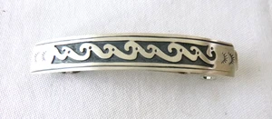 Navajo 925 Sterlingsilber Haarspange 3" Clip überlagert Wasserzeichen Design - Bild 1 von 3