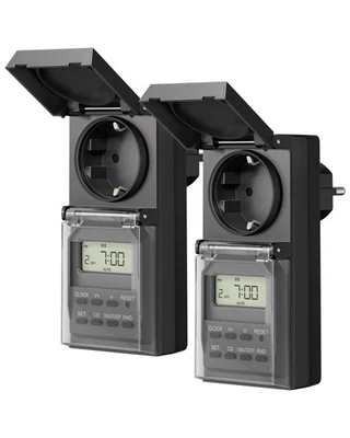 DEWENWILS Zeitschaltuhr Außen IP44 2er Set, digital für Weihnachtsdeko & Teichpu - Bild 1 von 4