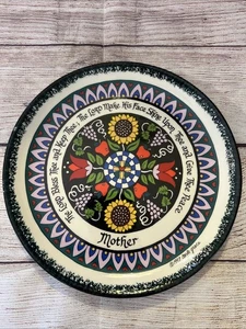 Vtg Carla Grace “Mother” Decorative Plate Wall Hanging Christian 9” Flowers 1997 - Picture 1 of 8