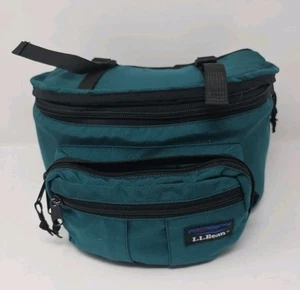 Vtg LL Bean Fanny Pack Adjustable Clip Waist Green / Black Bag Hiking USA made - Picture 1 of 13