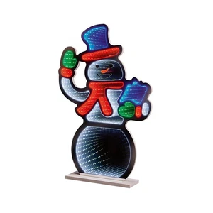 LED Christmas Snowman Multicolour Infinity Light Mirror Indoor (H)600mm - Picture 1 of 2