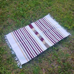 Natural Sheep Wool Yarn Rug 120x65 cm – Handwoven Wool Rug - Picture 1 of 9