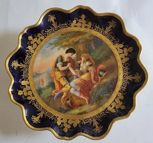 Antique Royal Vienna Beehive Tazza Cobalt Blue Signed - Picture 1 of 6