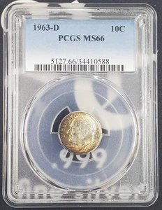 *WOW TONING* 1963-D US Roosevelt Dime - NGC Graded MS 66 - Picture 1 of 4
