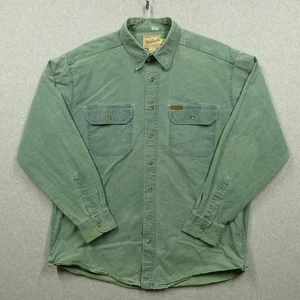VTG Woolrich Shirt Mens XL Green Canvas Chore Utility Flap Pockets Workwear USA - Picture 1 of 8