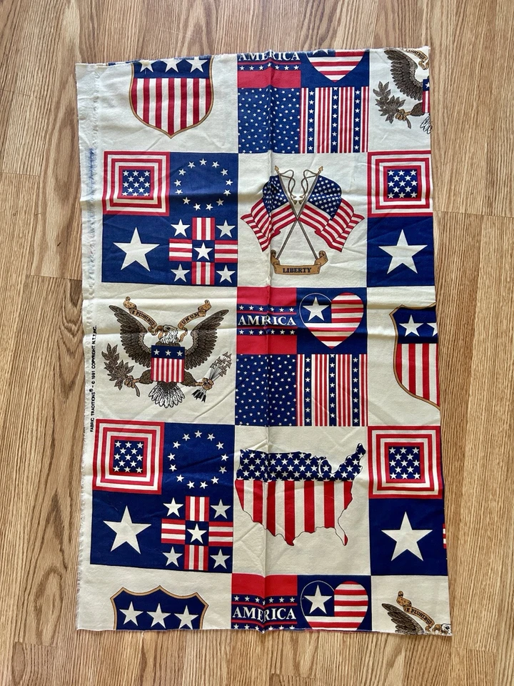 Tecido de algodão vintage 1991 Traditions Colonial America 36 x 44" - Imagem 1 de 4