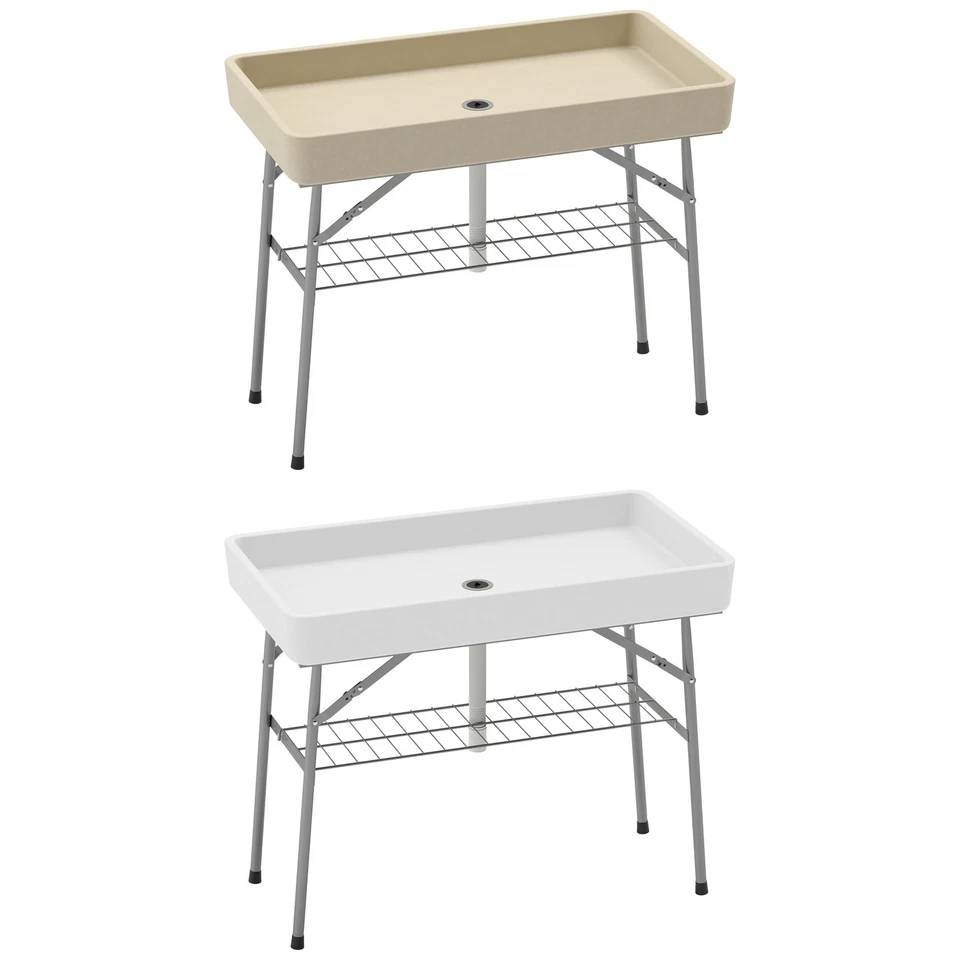 Outsunny 3.4ft Folding Ice Cooler Table with Drain, Party Ice Table - Image 1 of 1