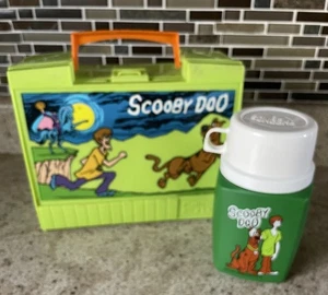 1973 grüne Scooby-Doo Kunststoff Brotdose mit Thermoskanne selten schön und sauber - Bild 1 von 14