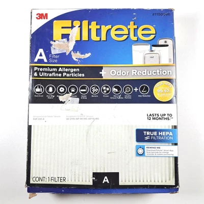3M Filtrete Size A TRUE HEPA 12Air Purifier FILTER 1150096 Allergen Odor Defense - Image 1 of 4