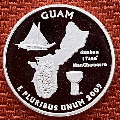 2009 S Silver .900 Proof Guam DC and US Territories Quarter .25 (2009) - Image 1 of 4