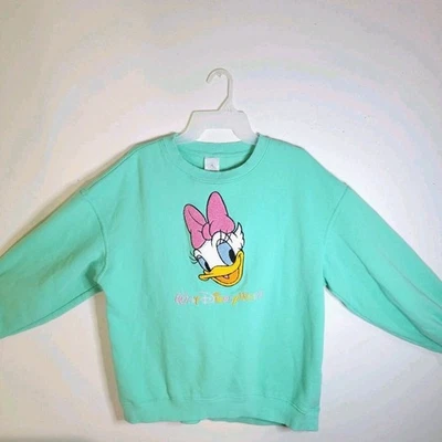 Sudadera Walt Disney Parks World Daisy Duck verde azulado talla grande suéter  Foto 1 de 4