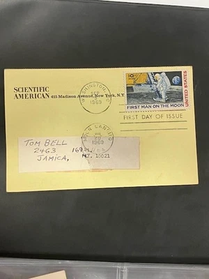 SCIENtIFIC AMERICA STAMP FIRST DAY ISSUE MAN ON THE Moon  10 CENTS  1969 - Image 1 of 2