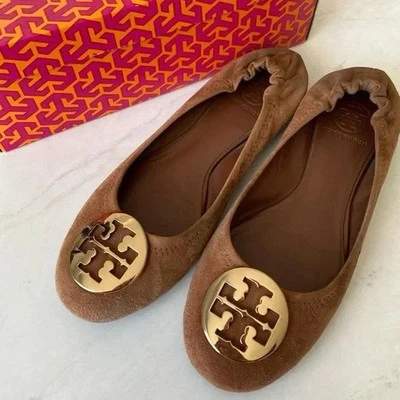 Pisos de gamuza de ballet marrón Tory Burch - Reva Foto 1 de 4