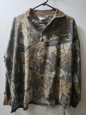 Vintage Red Head Hunting Shirt Camo Real Tree 1X Collared Long sleeve USA Clean - Image 1 of 4
