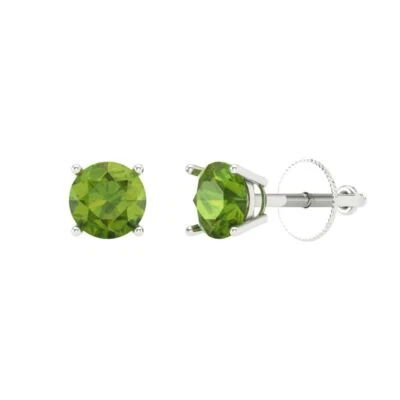 Peridot Stud Earrings for Women, Screw back (0.5 cttw, 4.0mm, Round-Cut) - Image 1 of 4